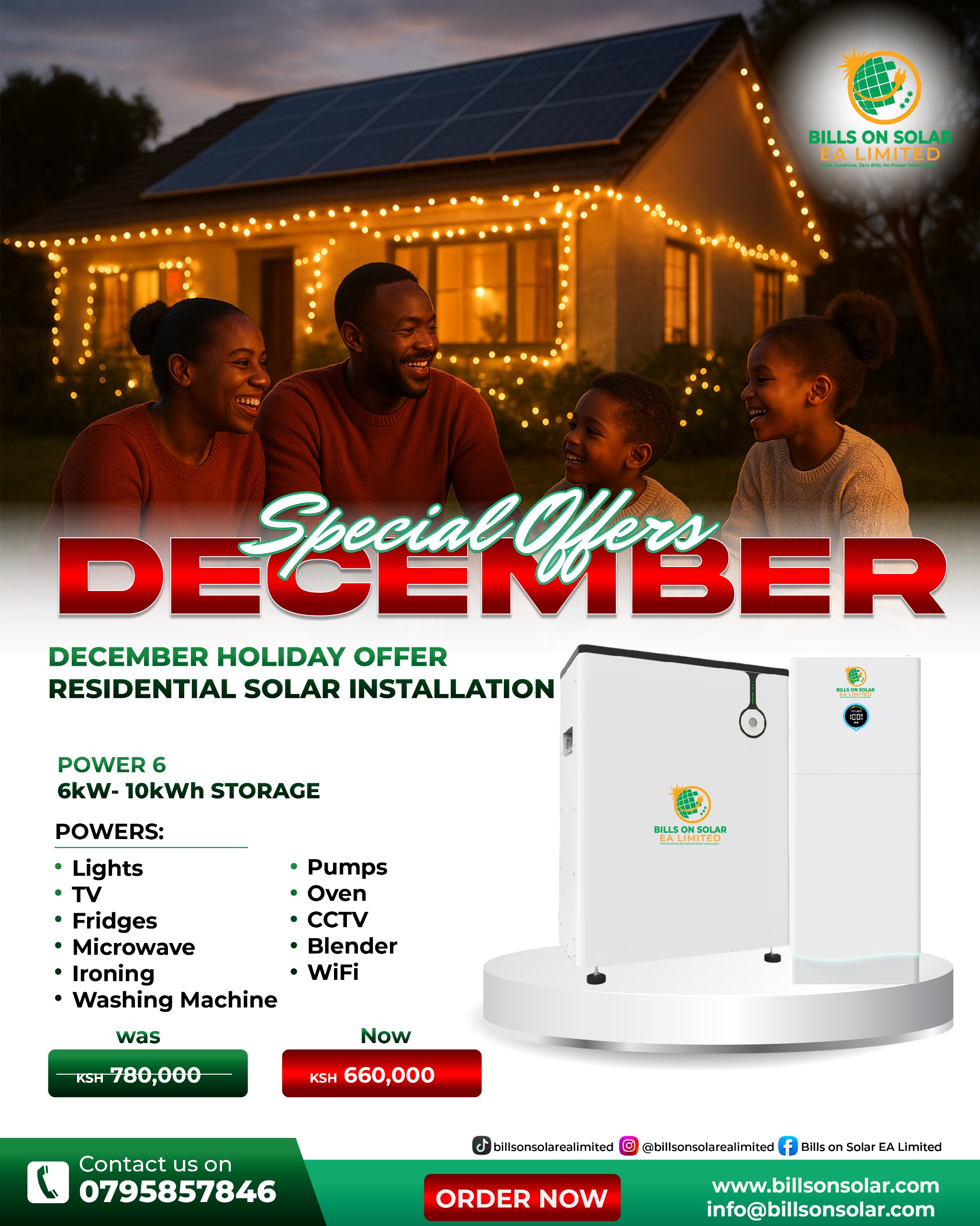 Power 6 December holiday solar system installation offers thumbnail